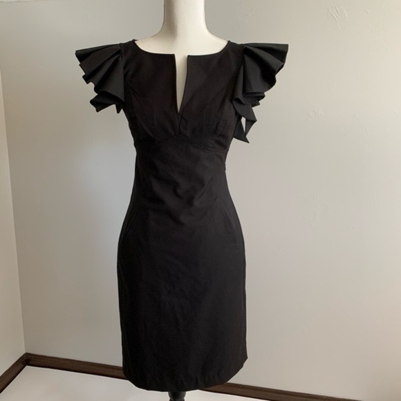 Ted Baker London Dresses & Skirts - Ted Baker London Black Pencil Black Ruffle Sleeve Dress Size 4
